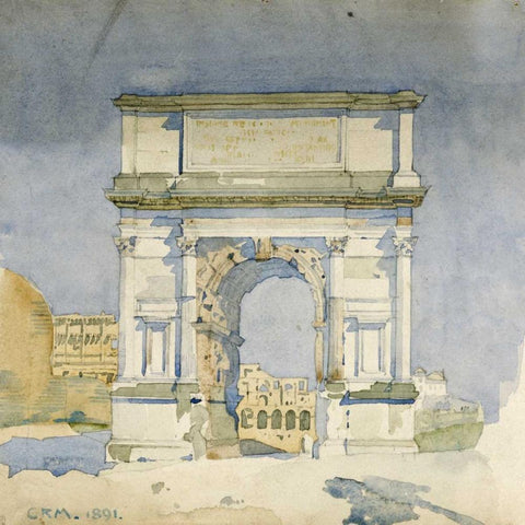 Rome, Arch of Titus White Modern Wood Framed Art Print by Mackintosh, Charles Rennie