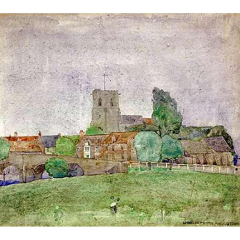 Wareham, Dorset White Modern Wood Framed Art Print by Mackintosh, Charles Rennie