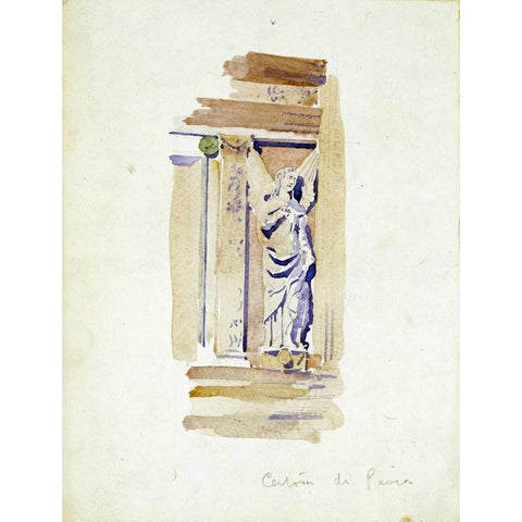 Study of an Angel Statue White Modern Wood Framed Art Print by Mackintosh, Charles Rennie