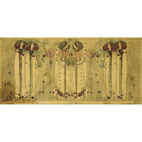 The Wassail Black Modern Wood Framed Art Print with Double Matting by Mackintosh, Charles Rennie