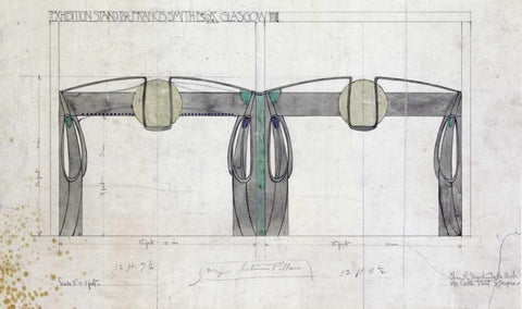 Design For An Exhibition White Modern Wood Framed Art Print with Double Matting by Mackintosh, Charles Rennie