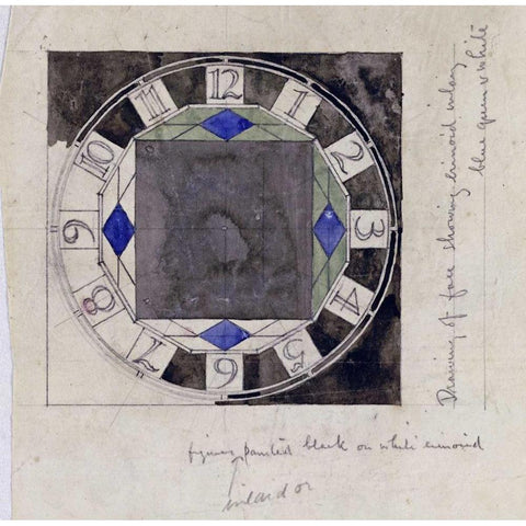 Design For Clock Face, 1917 White Modern Wood Framed Art Print by Mackintosh, Charles Rennie