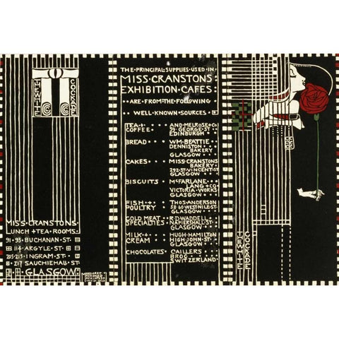 The White Cockade, Illustration For a Menu, 1911 Black Modern Wood Framed Art Print with Double Matting by Mackintosh, Margaret Macdonald