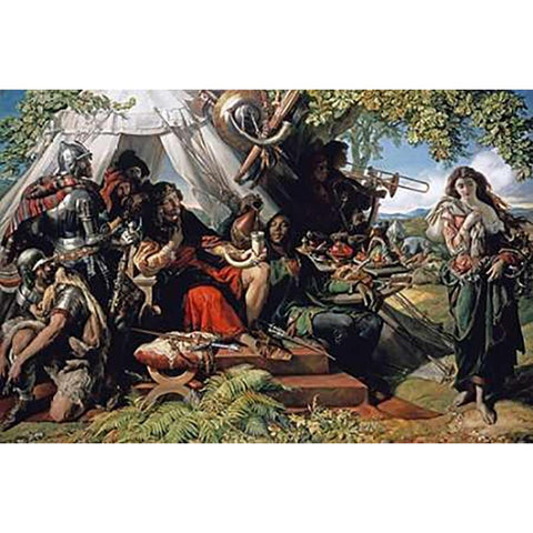 King Cophetua and The Beggar Maid Gold Ornate Wood Framed Art Print with Double Matting by Maclise, Daniel