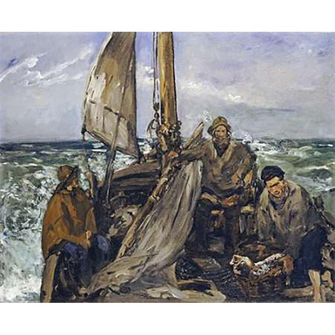 The Workers of the Sea Gold Ornate Wood Framed Art Print with Double Matting by Manet, Edouard