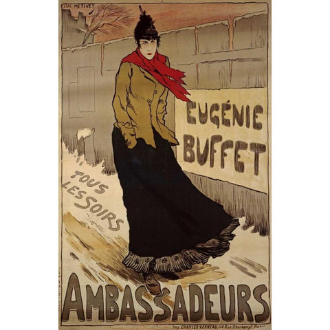 Ambassadeurs, Eugenie Buffet White Modern Wood Framed Art Print by Metivet, Luc