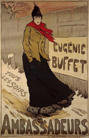 Ambassadeurs, Eugenie Buffet Black Ornate Wood Framed Art Print with Double Matting by Metivet, Luc
