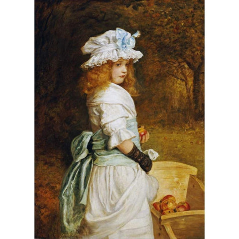 Pomona Black Modern Wood Framed Art Print with Double Matting by Millais, John Everett