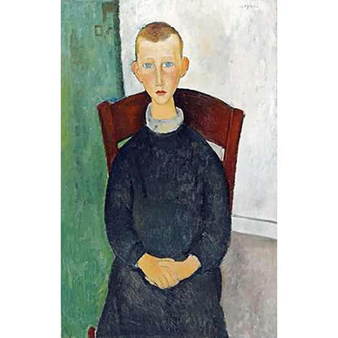 The Caretakers Son Black Modern Wood Framed Art Print with Double Matting by Modigliani, Amedeo