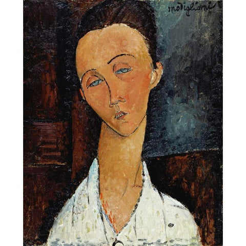 Lunia Czechowska Black Modern Wood Framed Art Print with Double Matting by Modigliani, Amedeo