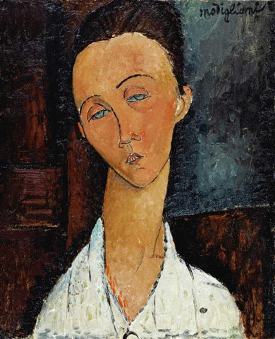 Lunia Czechowska White Modern Wood Framed Art Print with Double Matting by Modigliani, Amedeo