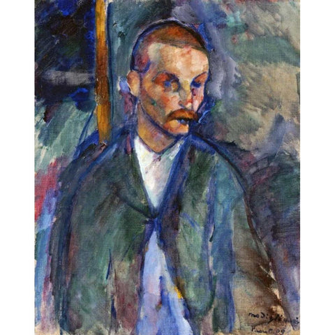 The Beggar of Livorne Black Modern Wood Framed Art Print with Double Matting by Modigliani, Amedeo