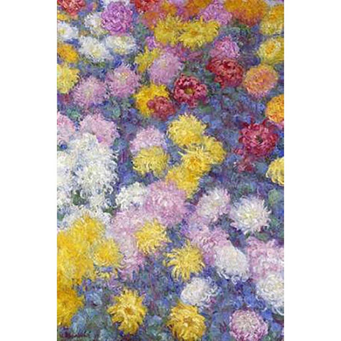 Museumysanthemums White Modern Wood Framed Art Print by Monet, Claude