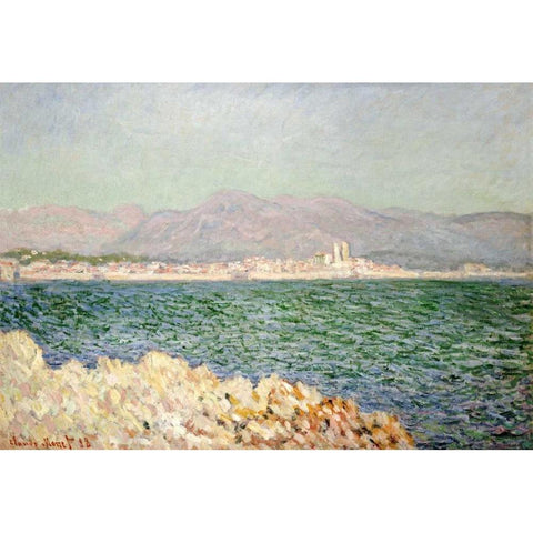 Golfe dAntibes White Modern Wood Framed Art Print by Monet, Claude