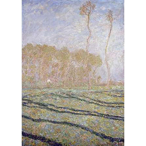 Spring Countryside at Giverny Gold Ornate Wood Framed Art Print with Double Matting by Monet, Claude