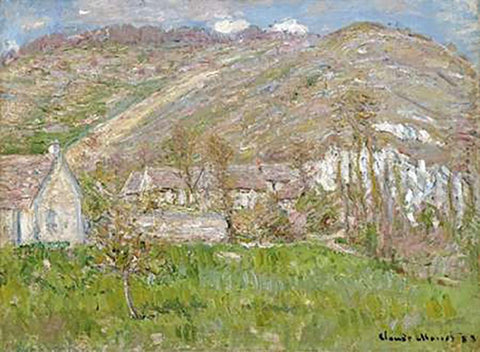 The Hamlet of Falaise, near Giverny, 1883 Black Ornate Wood Framed Art Print with Double Matting by Monet, Claude