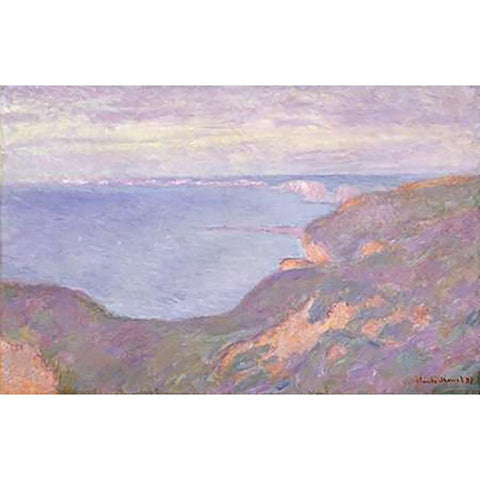 The Cliffs Near Dieppe White Modern Wood Framed Art Print by Monet, Claude