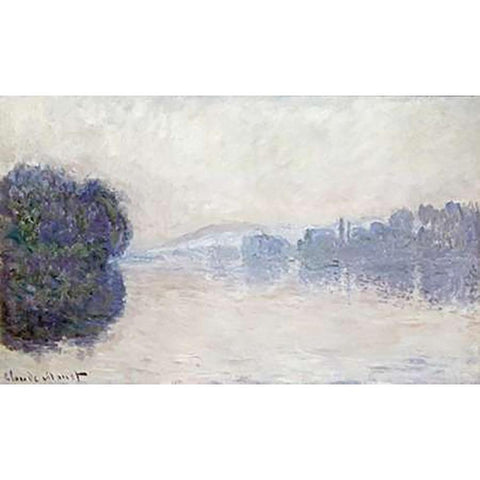 The Seine Near Vernon, as Seen in the Morning Black Modern Wood Framed Art Print with Double Matting by Monet, Claude