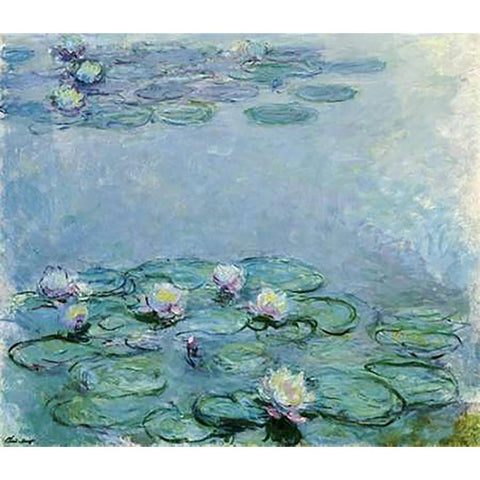 Water Lilies Black Modern Wood Framed Art Print with Double Matting by Monet, Claude