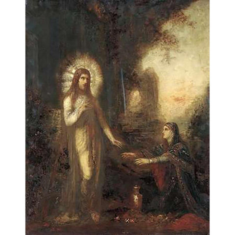 Museumist and Mary Magdalene White Modern Wood Framed Art Print by Moreau, Gustave