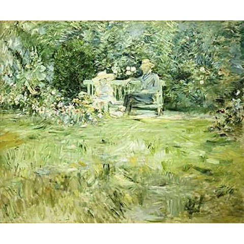 The Gardening Lesson White Modern Wood Framed Art Print by Morisot, Berthe