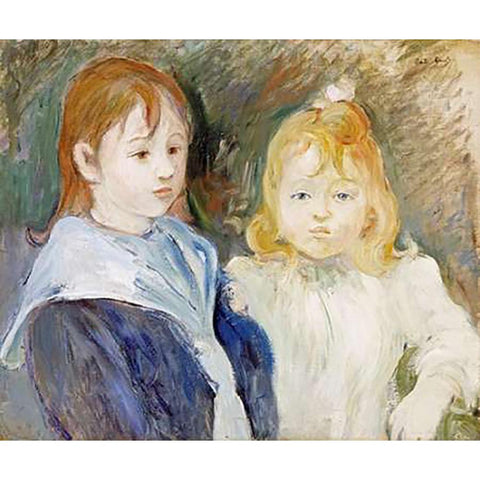 Portrait DEnfants White Modern Wood Framed Art Print by Morisot, Berthe