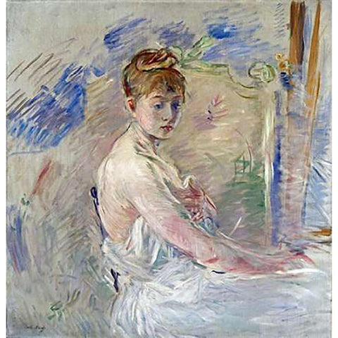 A Young Girl From The East White Modern Wood Framed Art Print by Morisot, Berthe