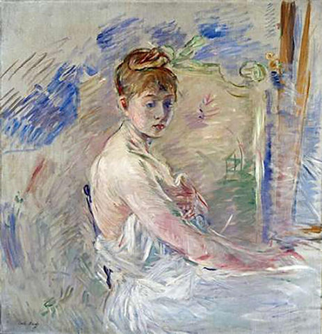 A Young Girl From The East White Modern Wood Framed Art Print with Double Matting by Morisot, Berthe