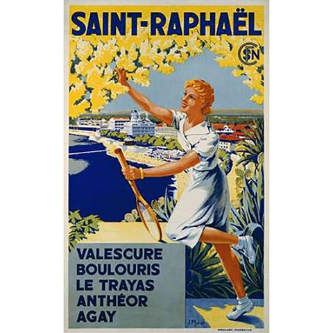 Saint-Raphael, SNCF White Modern Wood Framed Art Print by Munier, J.