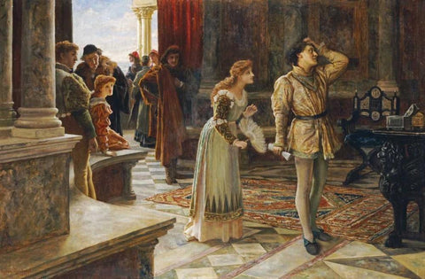The Merchant of Venice Black Ornate Wood Framed Art Print with Double Matting by Muschamp, Francis Sydney