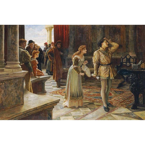 The Merchant of Venice Black Modern Wood Framed Art Print with Double Matting by Muschamp, Francis Sydney