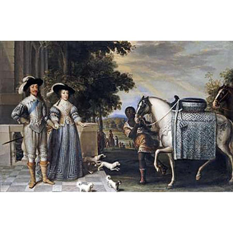 King Charles I and Queen Henrietta Maria White Modern Wood Framed Art Print by Mytens, Daniel