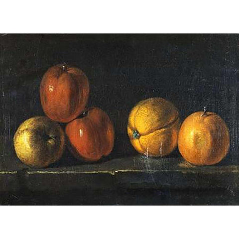 Still-Life With Oranges Black Modern Wood Framed Art Print with Double Matting by Oudry, Jacques Charles