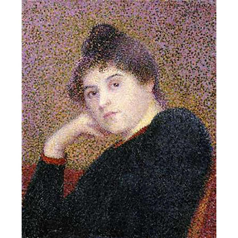 Portrait De Femme Black Modern Wood Framed Art Print with Double Matting by Petitjean, Hippolyte