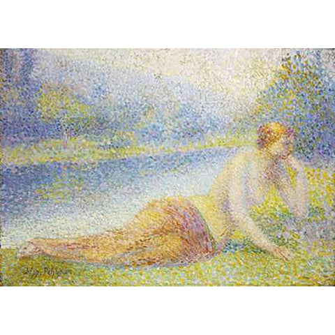 Reclining Nude Gold Ornate Wood Framed Art Print with Double Matting by Petitjean, Hippolyte