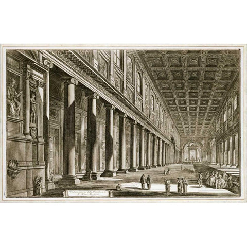 Interior of The Basilica of S. Maria Maggiore, Rome White Modern Wood Framed Art Print by Piranesi, Giovanni Battista