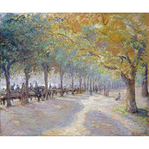 Hyde Park, London Gold Ornate Wood Framed Art Print with Double Matting by Pissarro, Camille
