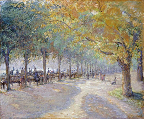 Hyde Park, London White Modern Wood Framed Art Print with Double Matting by Pissarro, Camille