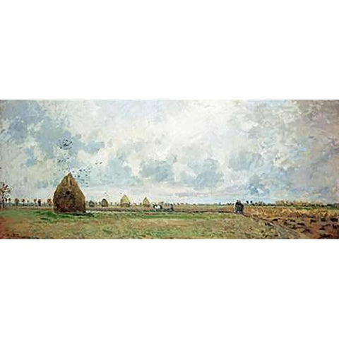 Autumn Black Modern Wood Framed Art Print with Double Matting by Pissarro, Camille