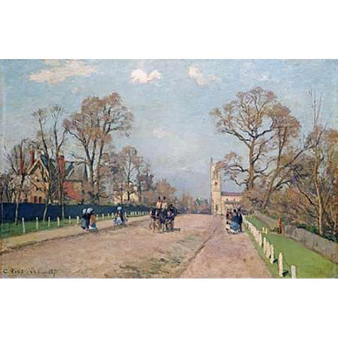 The Road To Sydenham Black Modern Wood Framed Art Print with Double Matting by Pissarro, Camille