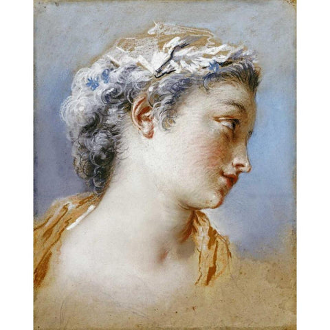 Portrait Study of a Young Girl White Modern Wood Framed Art Print by Portail, Jacques Andre