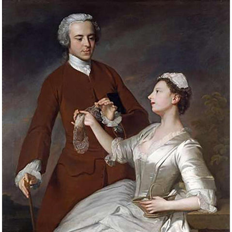 Portrait of Sir Edward and Lady Turner White Modern Wood Framed Art Print by Ramsay, Allan
