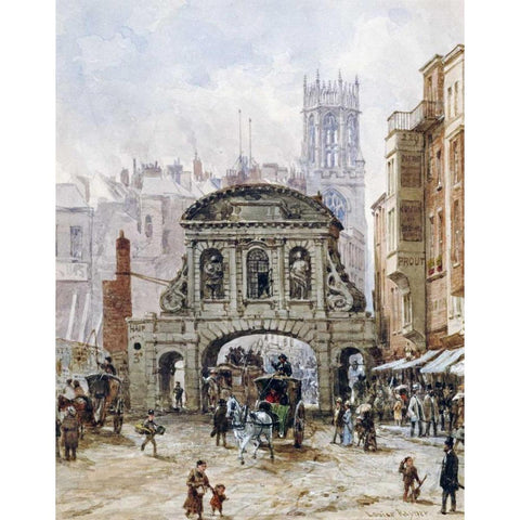 Temple Bar, London Black Modern Wood Framed Art Print by Rayner, Louise