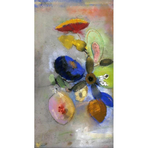 Flowers Black Modern Wood Framed Art Print by Redon, Odilion