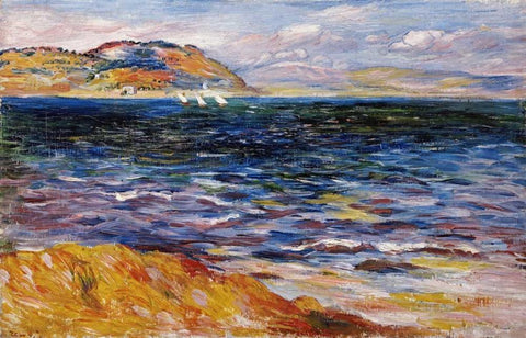 Bordighera White Modern Wood Framed Art Print with Double Matting by Renoir, Pierre-Auguste