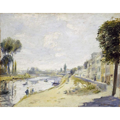 The Banks of the Seine Gold Ornate Wood Framed Art Print with Double Matting by Renoir, Pierre-Auguste