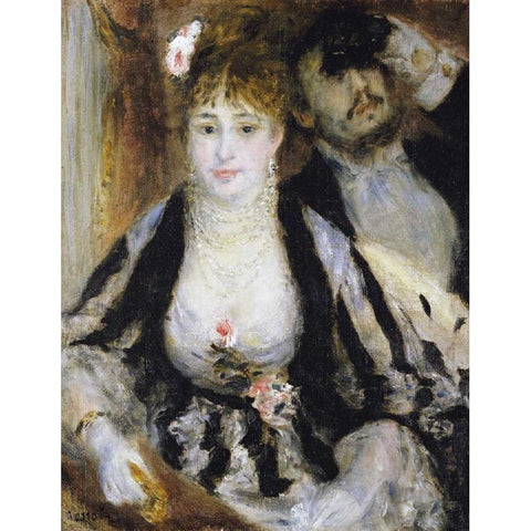 The Theatre Box - La Loge White Modern Wood Framed Art Print by Renoir, Pierre-Auguste