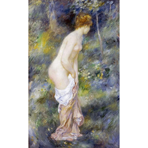 Standing Bather Gold Ornate Wood Framed Art Print with Double Matting by Renoir, Pierre-Auguste