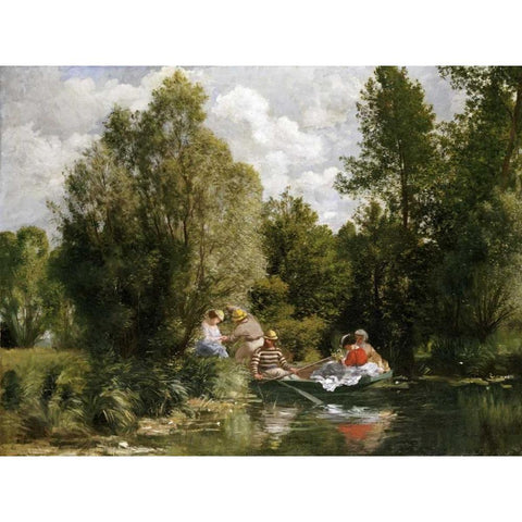 The Pond at Fees Gold Ornate Wood Framed Art Print with Double Matting by Renoir, Pierre-Auguste