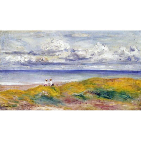 On The Cliffs Black Modern Wood Framed Art Print by Renoir, Pierre-Auguste